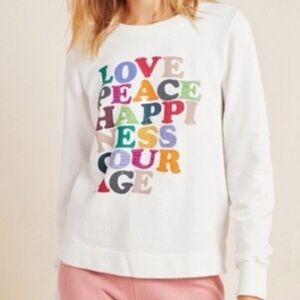 Anthropologie Garima Dhawan Peace Love Happiness Sweatshirt Size XS